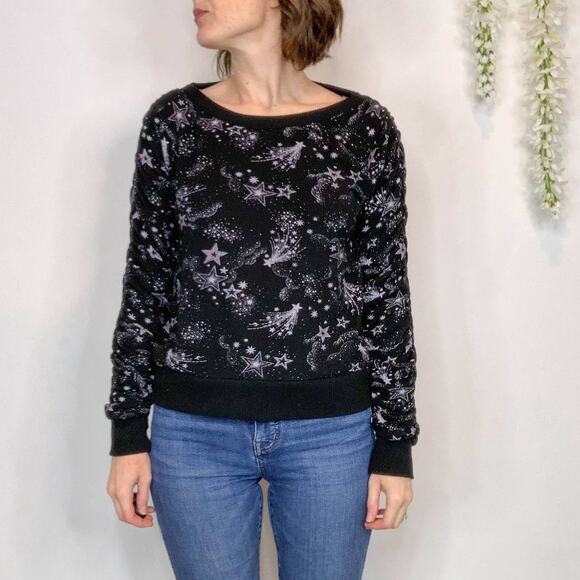 CHASER whimsigoth galaxy star jumper sweater ruched sleeve emo pop punk 2715 - Picture 9 of 11